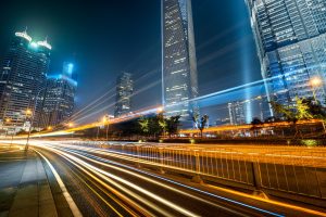 futuristic urban buildings